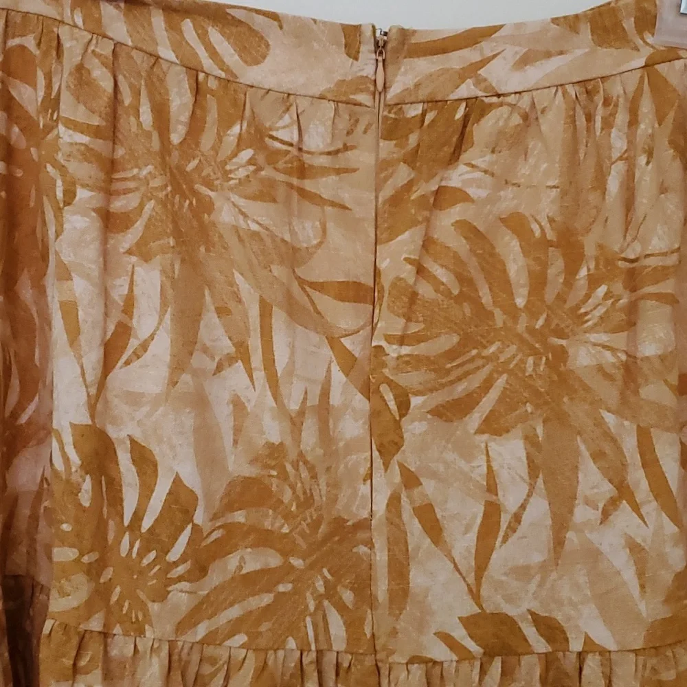 Lulus Veranda Vibes Beige Tropical Print Tiered Maxi Skirt Size XL - Picture 9 of 10